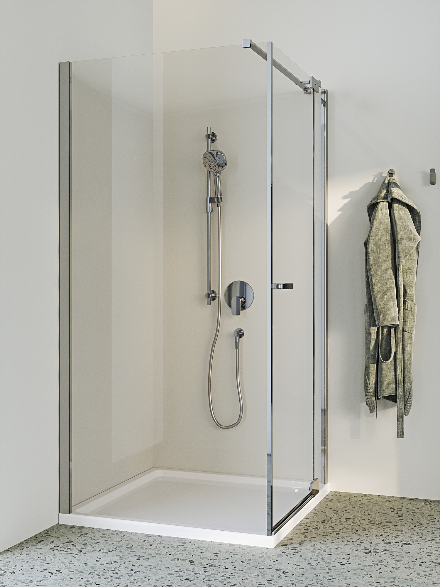 FOR Dusche Duschabtrennung Glas mit Beschichtung FOR SelfPure® Armaturen chrom