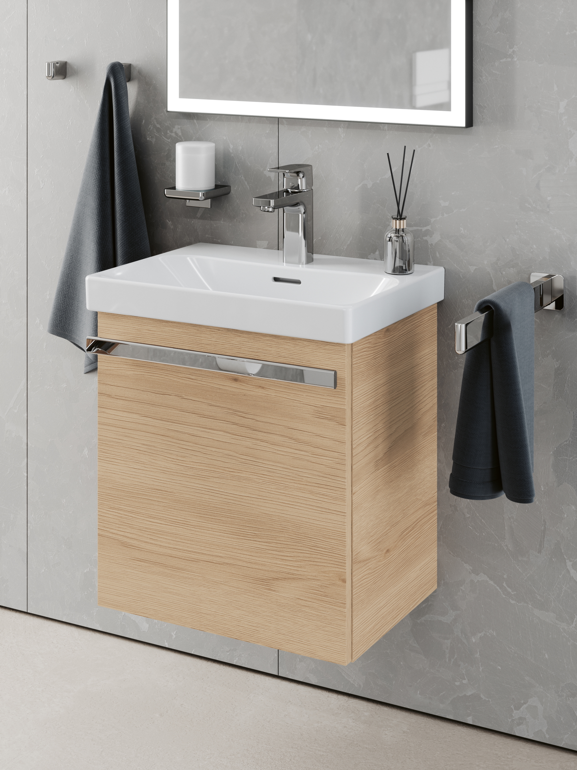 FOR MyStyle Gästebad Waschtischanlage klein Holzoptik