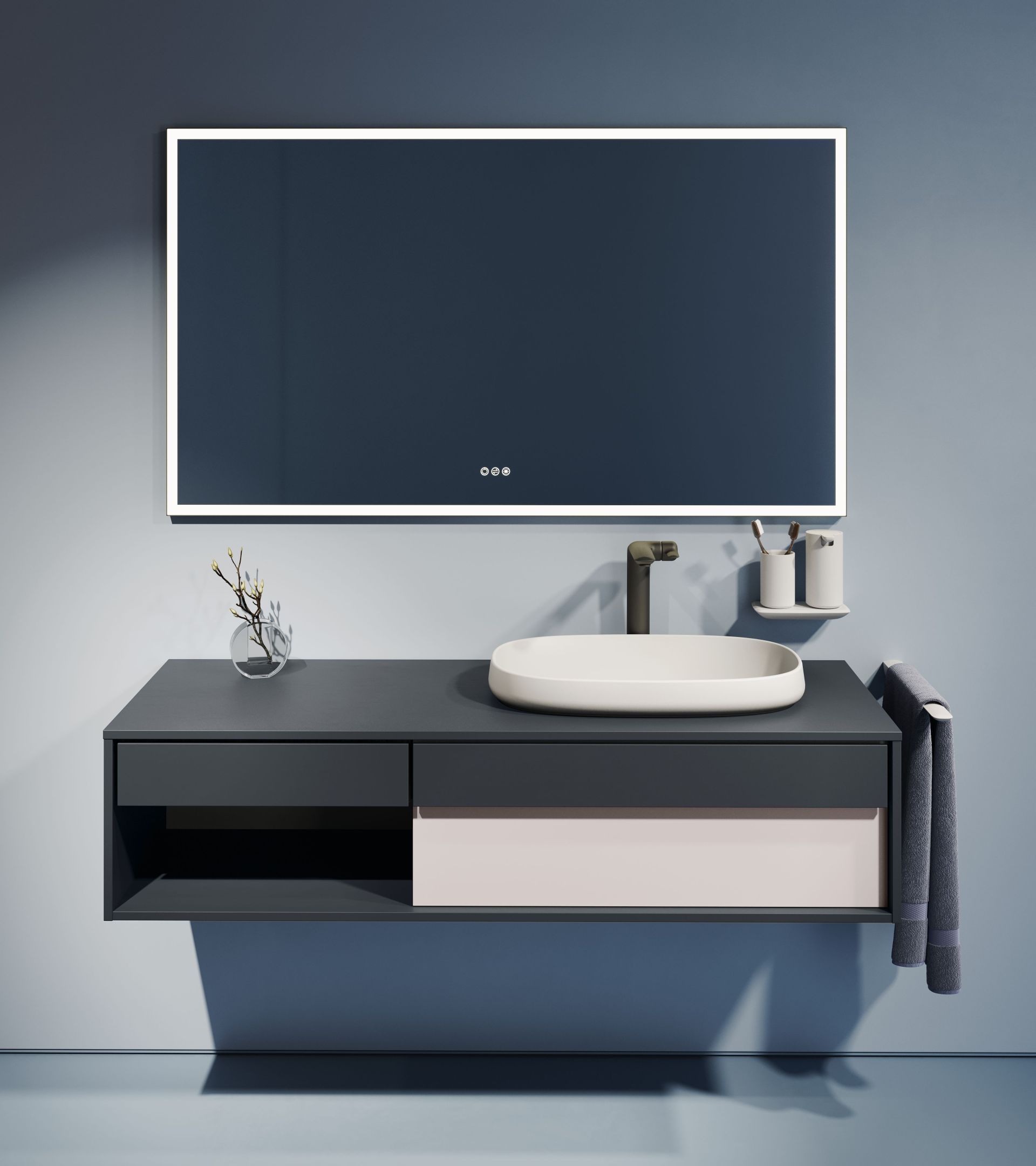 FOR Odivis Badmöbel Waschtischanlage bicolor nachthimmel matt salzsee matt