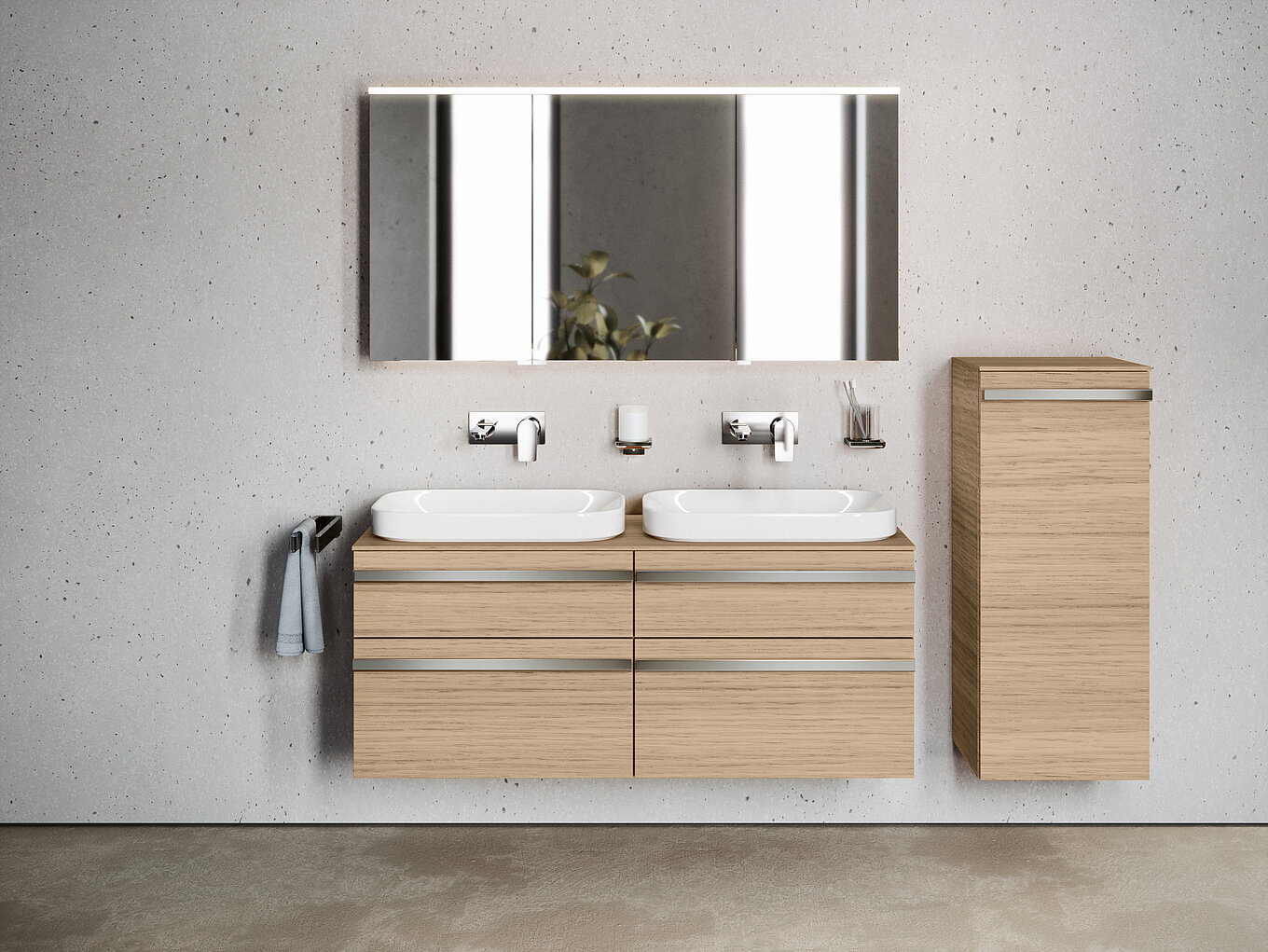 FOR MyStyle Waschtischanlage Hochschrank Eiche natur