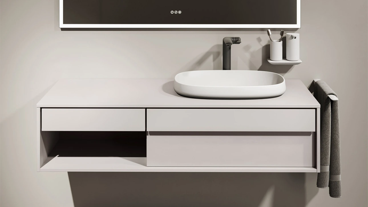 FOR Odivis Konsolenanlage Waschtischunterschrank Salzsee matt 