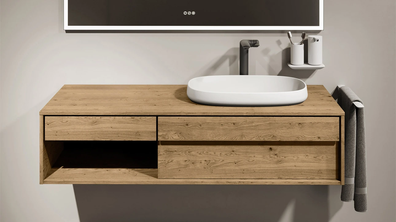 FOR Odivis Konsolenanlage Waschtischunterschrank Asteiche natur