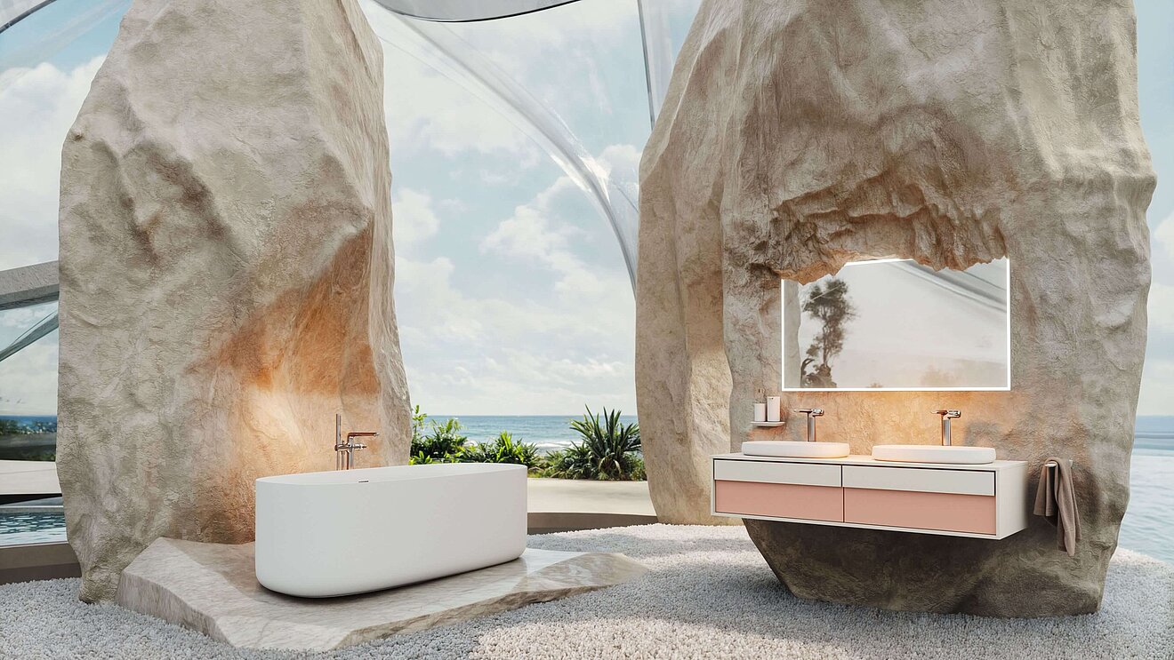 FOR Odivis im HOME-Haus 2025 Badezimmer Monolithen Gesamtansicht