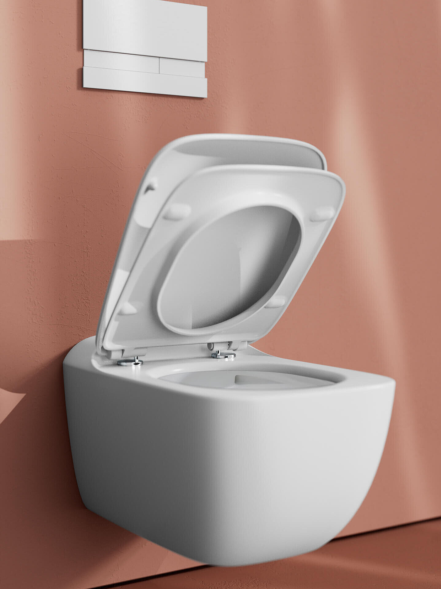 FOR Odivis WC mit Inoflush und Softclose-Deckel, Deckel halb geöffnet