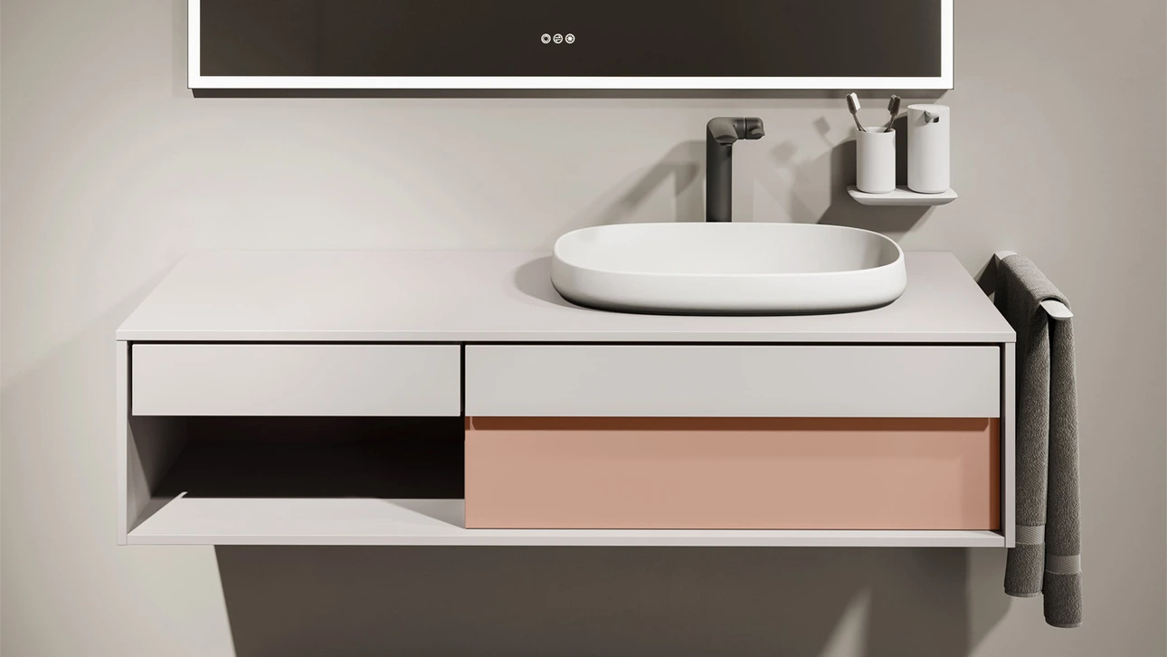 FOR Odivis Konsolenanlage Waschtischunterschrank bicolor Salzsee matt / Canyonland matt