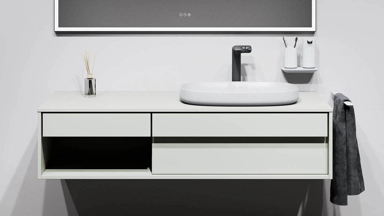 FOR Odivis Konsolenanlage Waschtischunterschrank Salzsee matt 