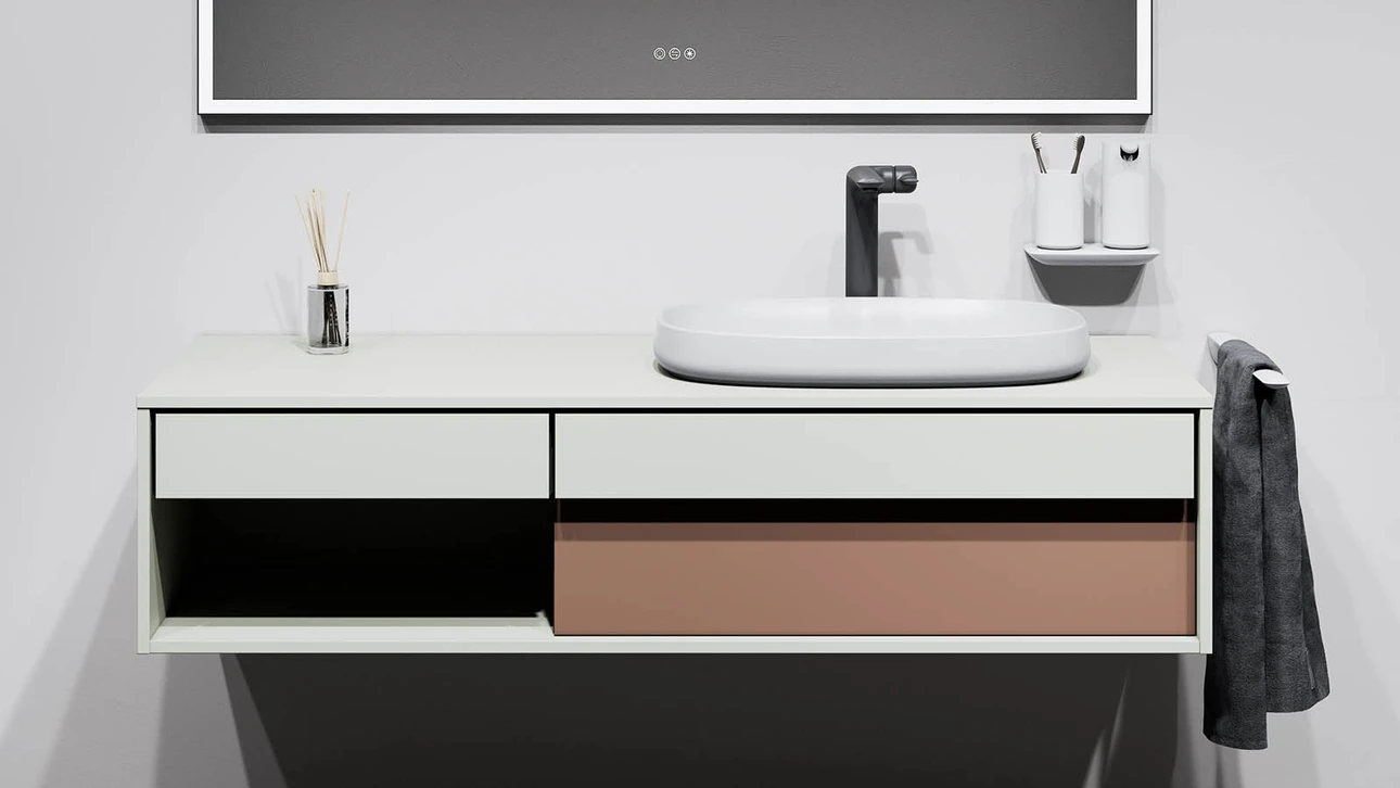 FOR Odivis Konsolenanlage Waschtischunterschrank bicolor Salzsee matt / Canyonland matt