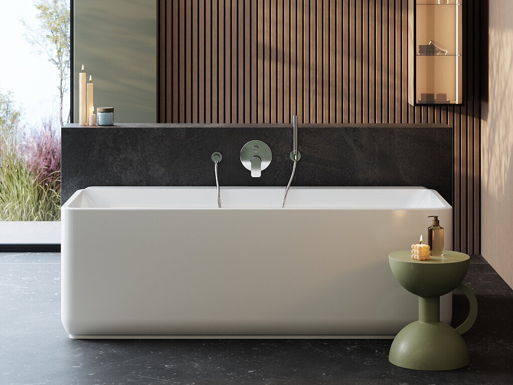 Luxus Badewanne modernes Design halbfreistehend Leano FOR Badwelt