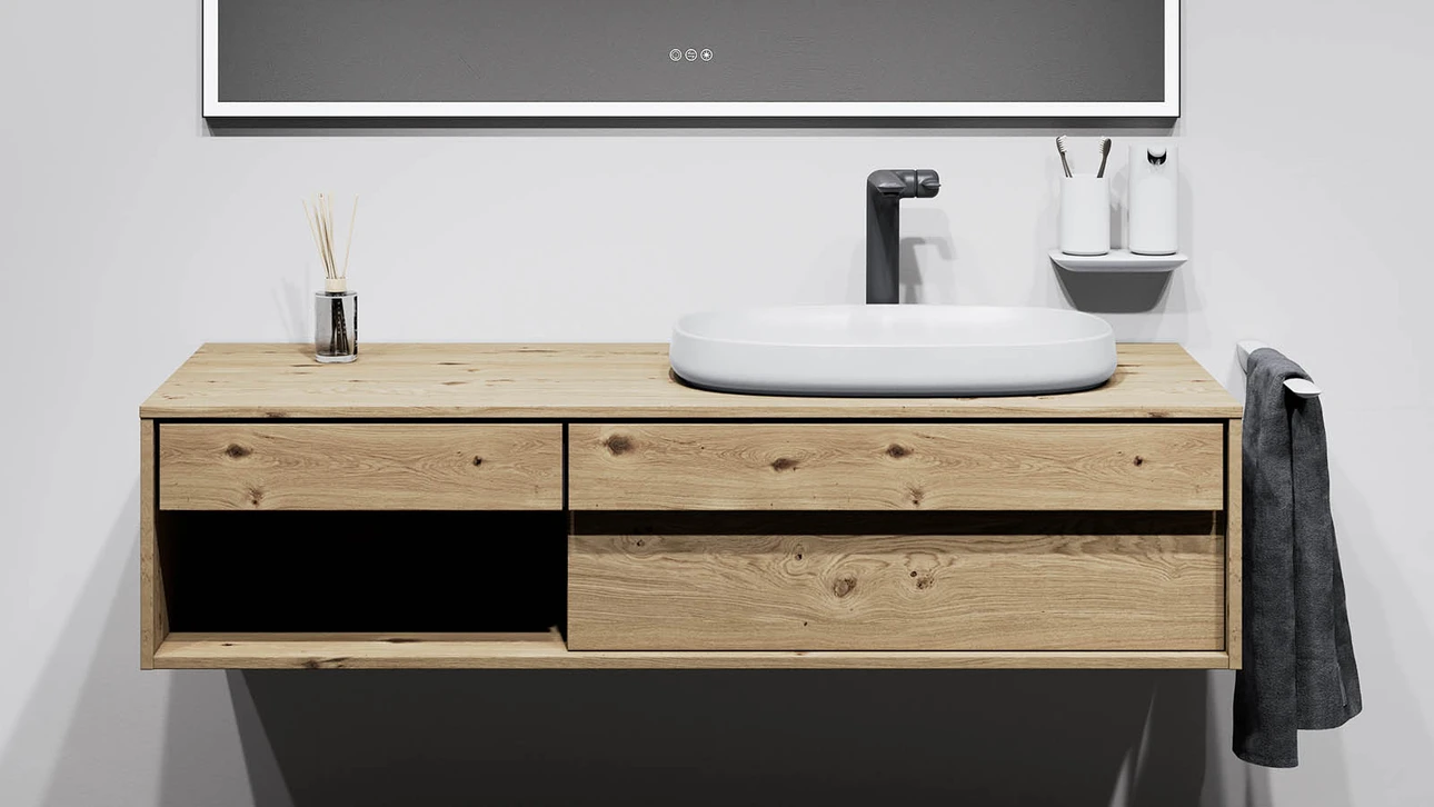 FOR Odivis Konsolenanlage Waschtischunterschrank Asteiche natur