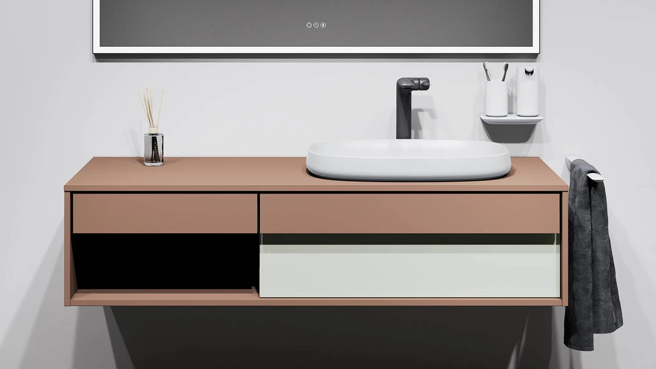 FOR Odivis Konsolenanlage Waschtischunterschrank bicolor Canyonland matt / Salzsee matt
