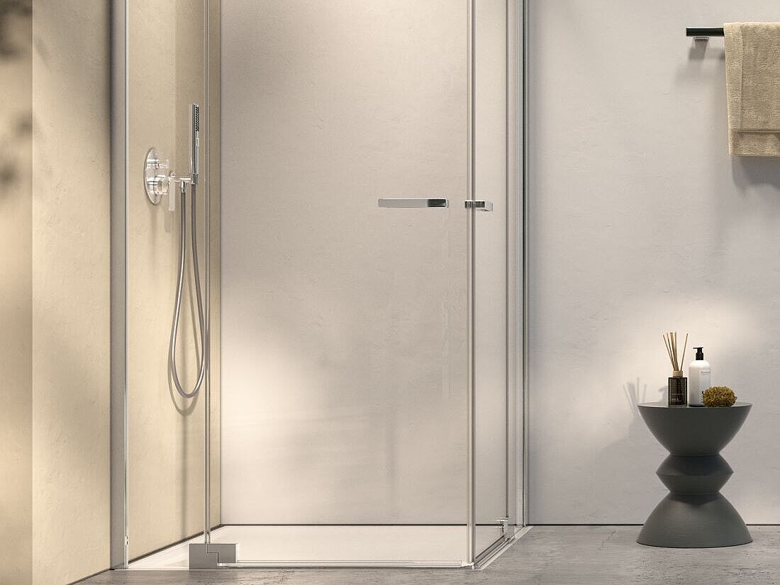 FOR Bathment Duschabtrennung mit Pendeltür, Handtuchstange, Badheizkörper