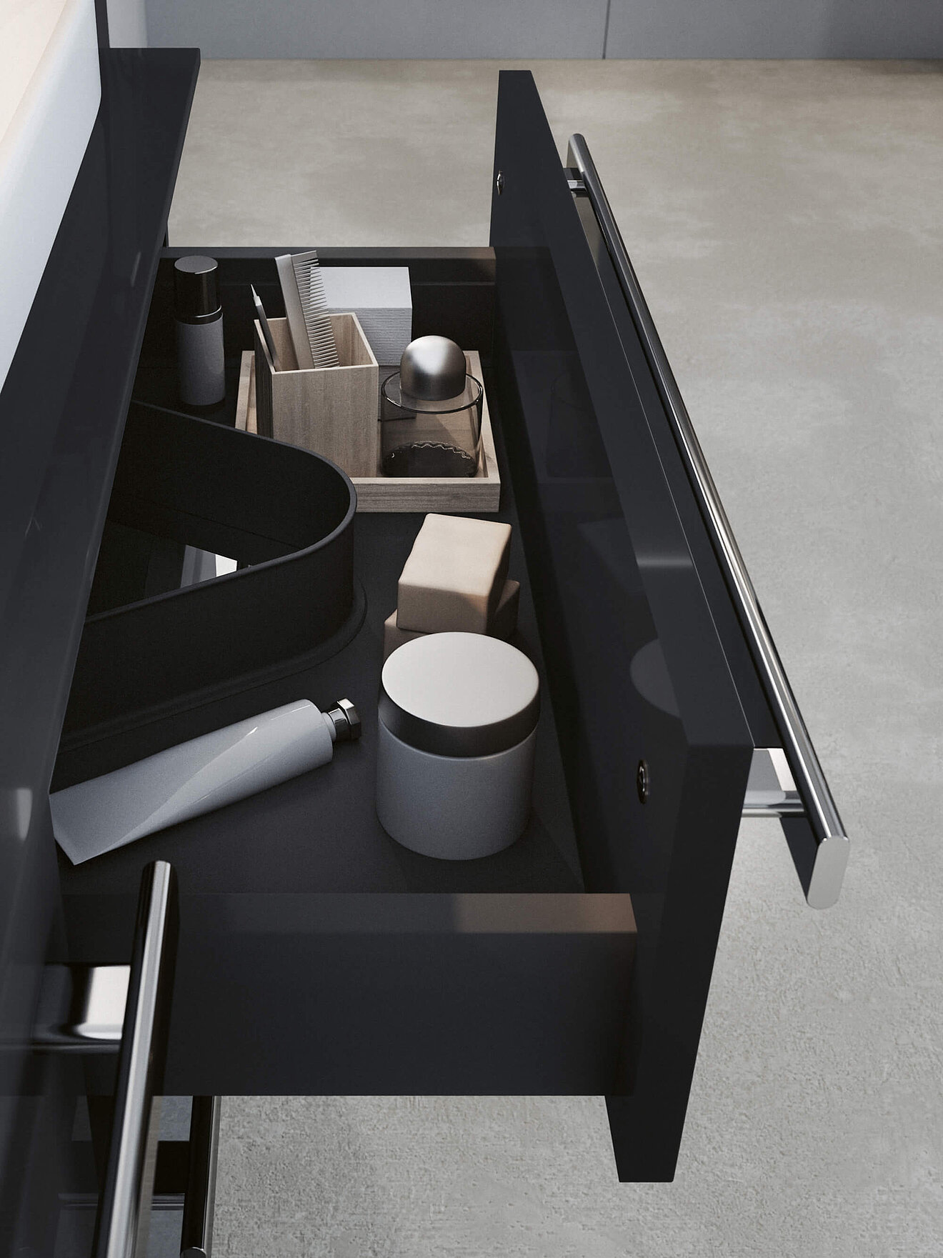 FOR MyStyle Badmöbel Waschtischunterschrank Schublade geöffnet