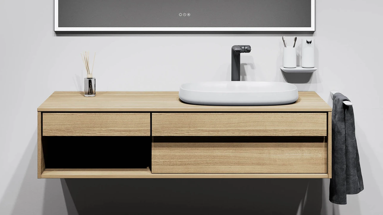 FOR Odivis Konsolenanlage Waschtischunterschrank Eiche natur