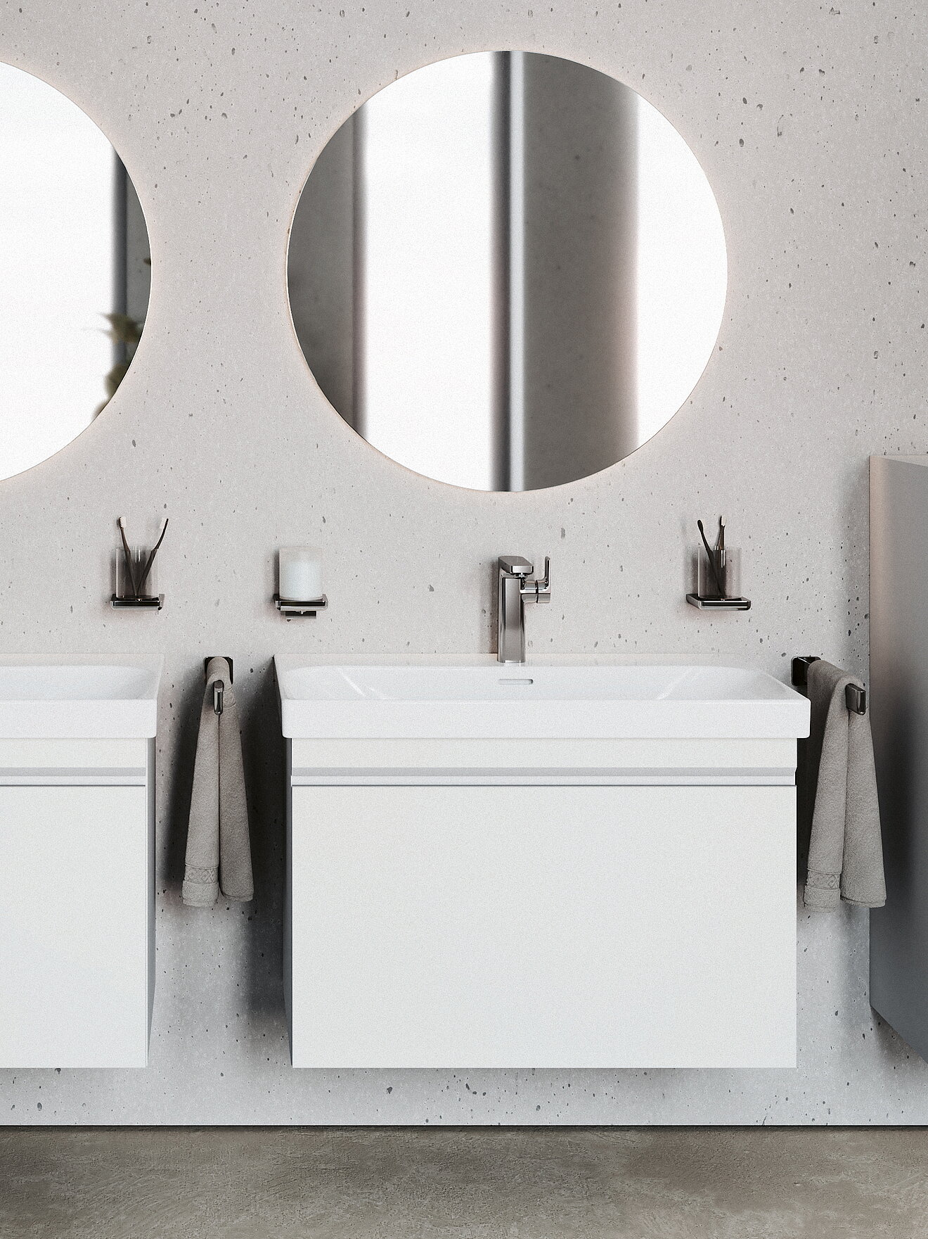 FOR MyStyle Waschtisch Unterschrank weiß Spiegel rund